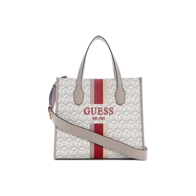 GUESS Polyester Blended Cotton Tote Bag Shopping Bag Shoulder Bag Crossbody Bag Handbag Unisex White-0