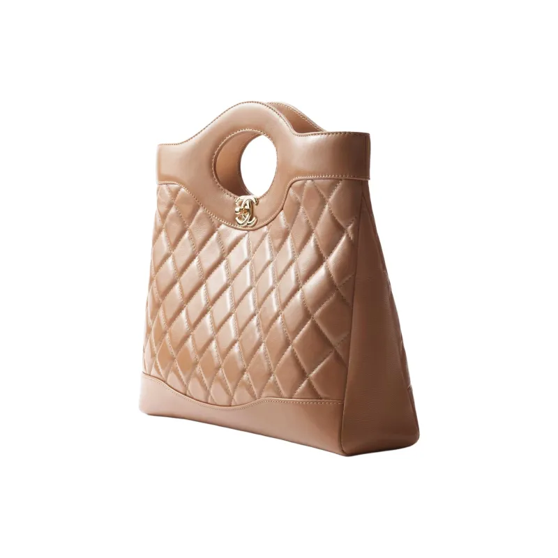 CHANEL Bright Lambskin Shoulder Bag, Crossbody Bag, Handbag Women's Dark Beige-2