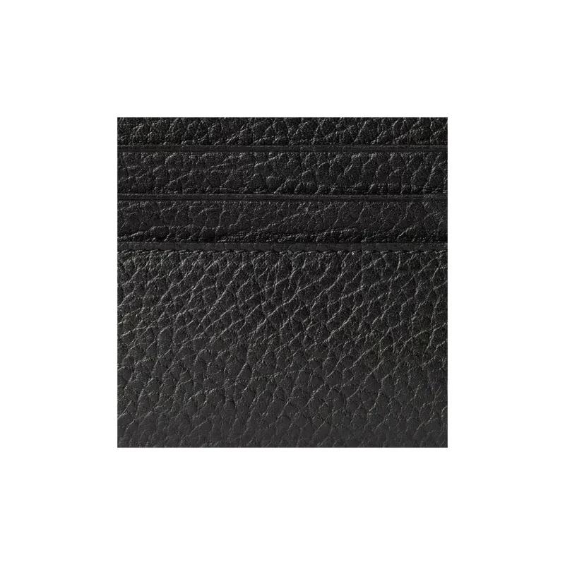GUCCI Litchi Grain Leather Card Holder Men's Black-4