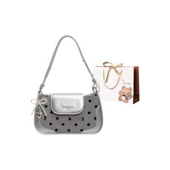 ERANGBEAR PU Small Square Bag Shoulder Bag Women's Silver/Black/Ecru