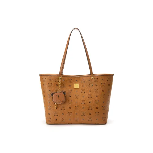 CLEVER& KETCH PU Tote Bag Shopping Bag Shoulder Bag Women's Brown/Beige Yellow