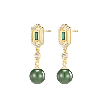 MAMADESHOUHU Hetian Jade Earrings Jasper Women's