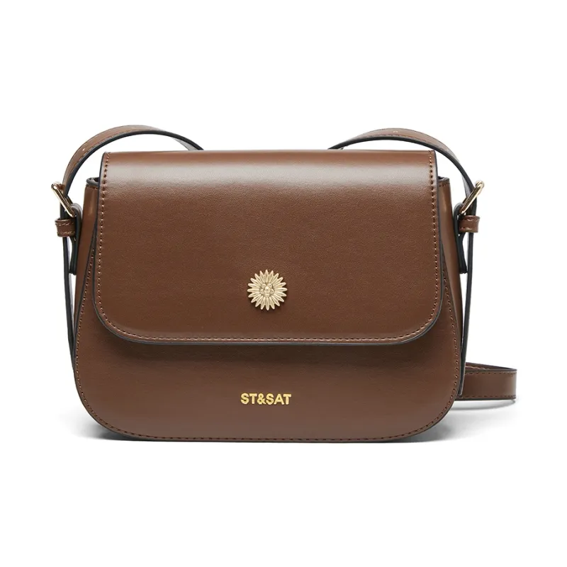 ST&SAT Synthetic Leather Crossbody Bag Shoulder Bag Women's Pitch Black/Brown-5