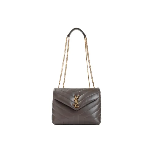 SAINT LAURENT LOULOU Leather Shoulder Bag Women's Musk