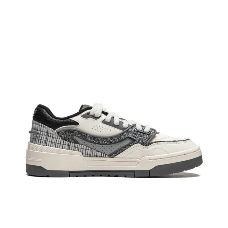 LiNing 001 BTC Slip Resistant Cushioning Wear Resistant Support Low Top Skateboard Shoes Women's White Black-1