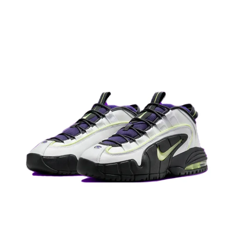 Nike Air Max Penny Slip Resistant Mid Top Vintage Basketball Shoes Women's White Black-1
