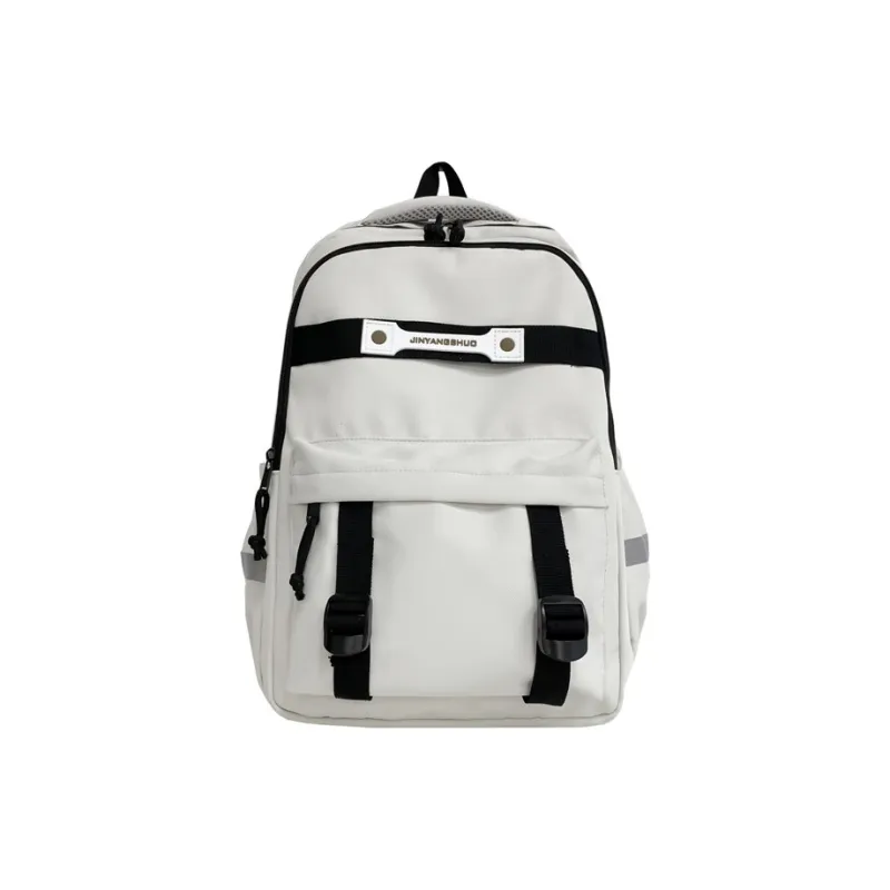 OURFUN Nylon Fabric Backpack Regular Unisex Light Gray/Dark Gray/Black/Dark Brown-0