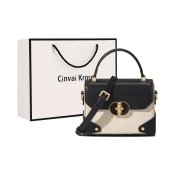 CinvaiKrose Synthetic Leather Shoulder Bag, Crossbody Bag, Portable Box Bag Small Size Women's Black/Coffee Brown