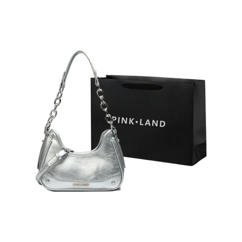 PINK·LAND PU Crossbody Bag, Shoulder Bag Women's Black/White/Silver/Pink-8