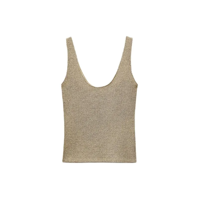 ZARA Tank Tops Women's Gold-1