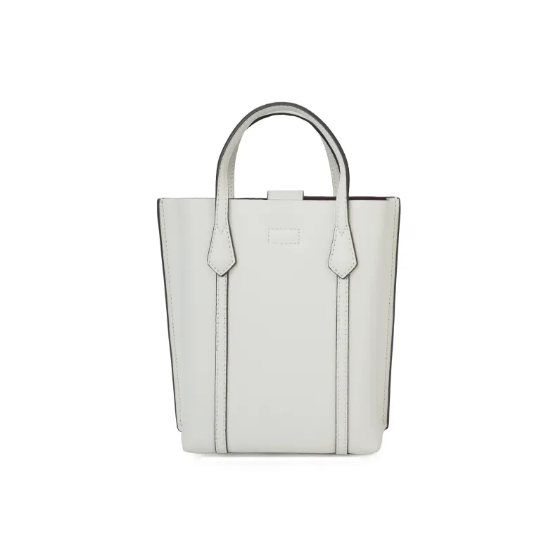 TORY BURCH Perry Embossed Leather Tote Bag Shopping Bag Shoulder Bag Crossbody Bag Handbag Mini Women's Ivory White-2