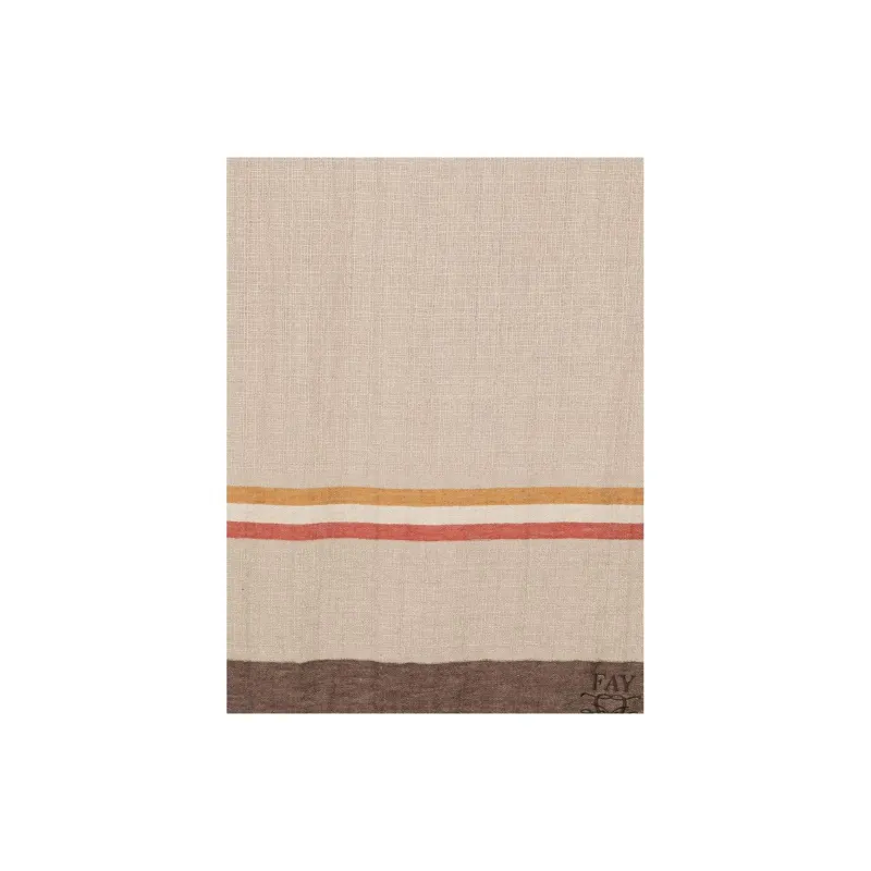 FAY Stripe-detailing Linen Stole-1