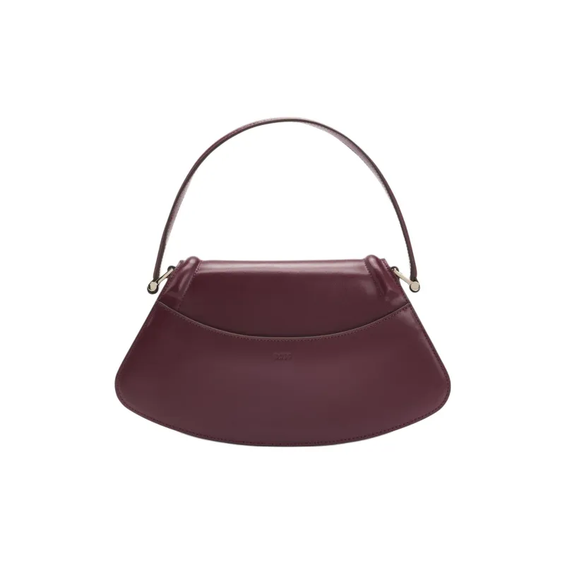 HUGO BOSS Smooth Leather Handbag Shoulder Bag Women's Deep Red-2