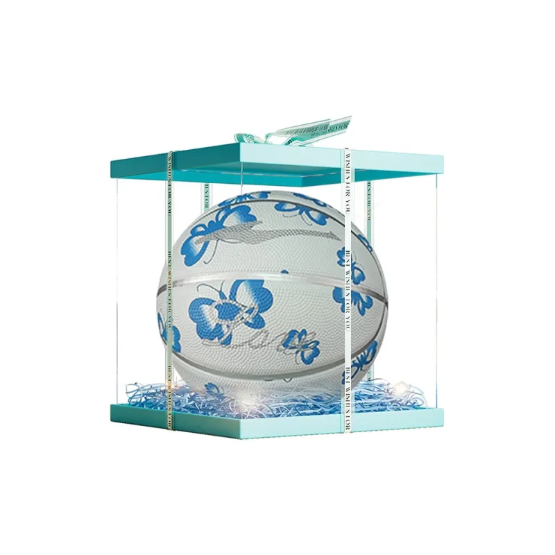 Erke Rubber Basketball Blue White Size 7 Ball Training-8