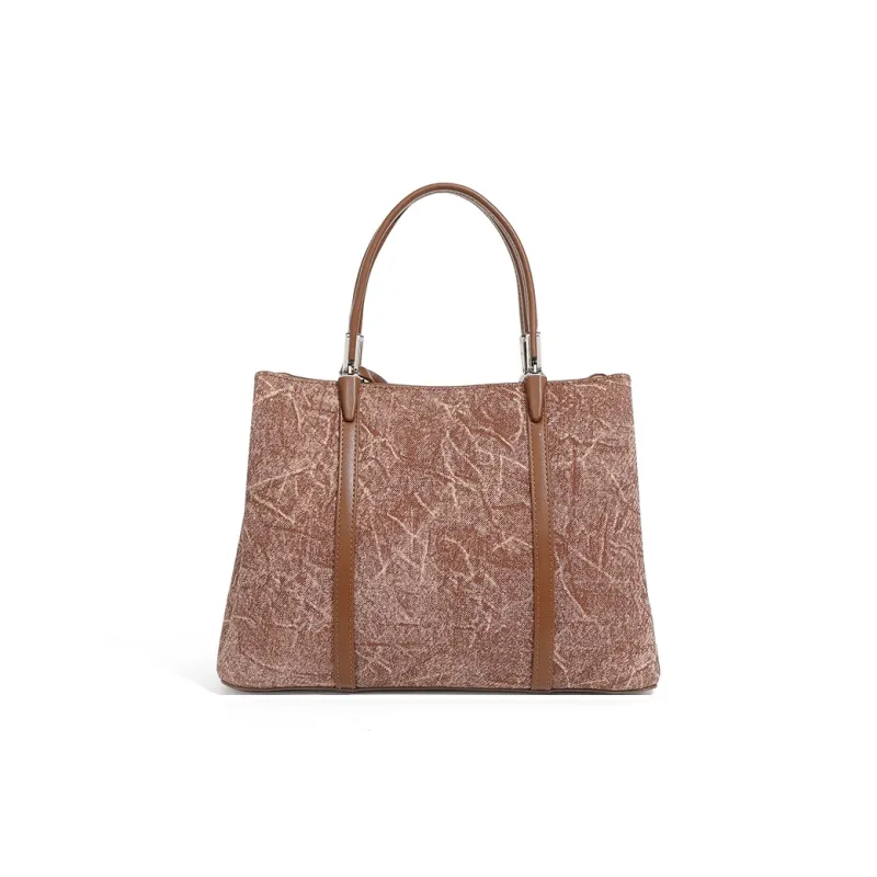 KKA Fabric With PU Handbag Shoulder Bag Crossbody Bag Regular Women's Ink Blue/Khaki/Red Brown-7