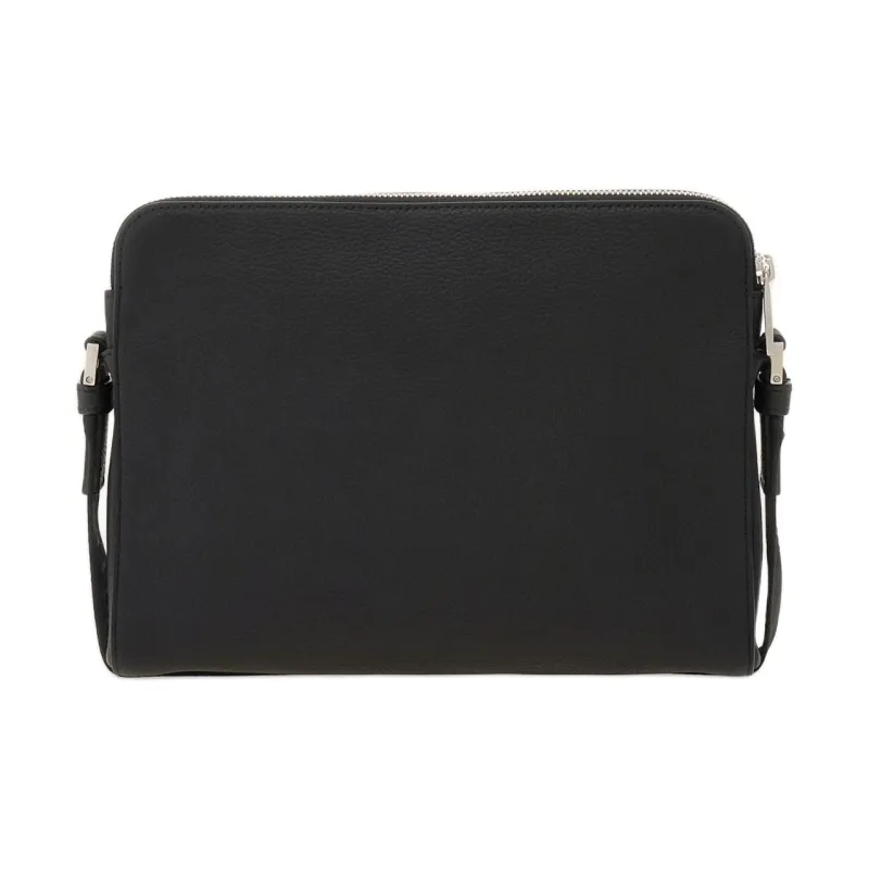 FERRAGAMO Hammered Texture Calfskin Crossbody Bag, Shoulder Bag Men's Black-3