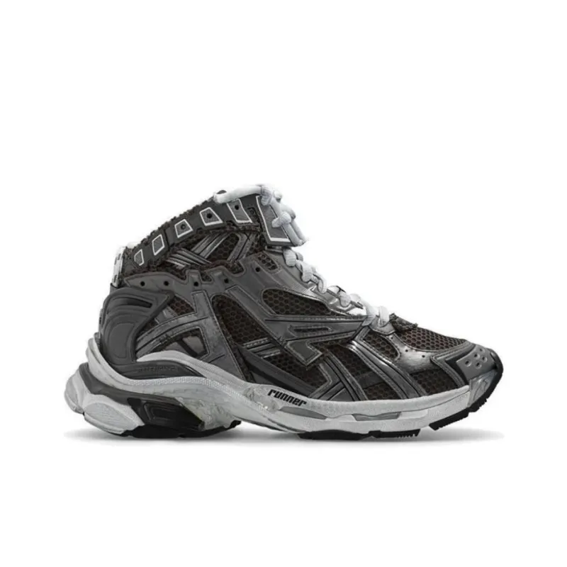 Balenciaga Runner High Top Sneakers 'Grey Nylon Suede Like Fabric'-1