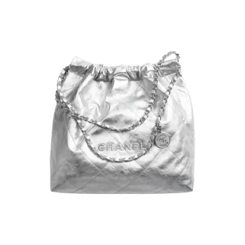 CHANEL 22Bag Cow Leather One Shoulder Handbag Women's Silver