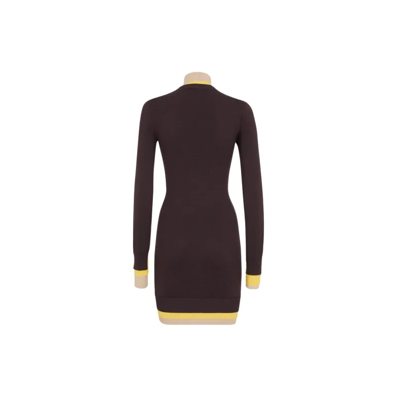 FENDI Logo Embroidered High Neck Knitted Dress-1