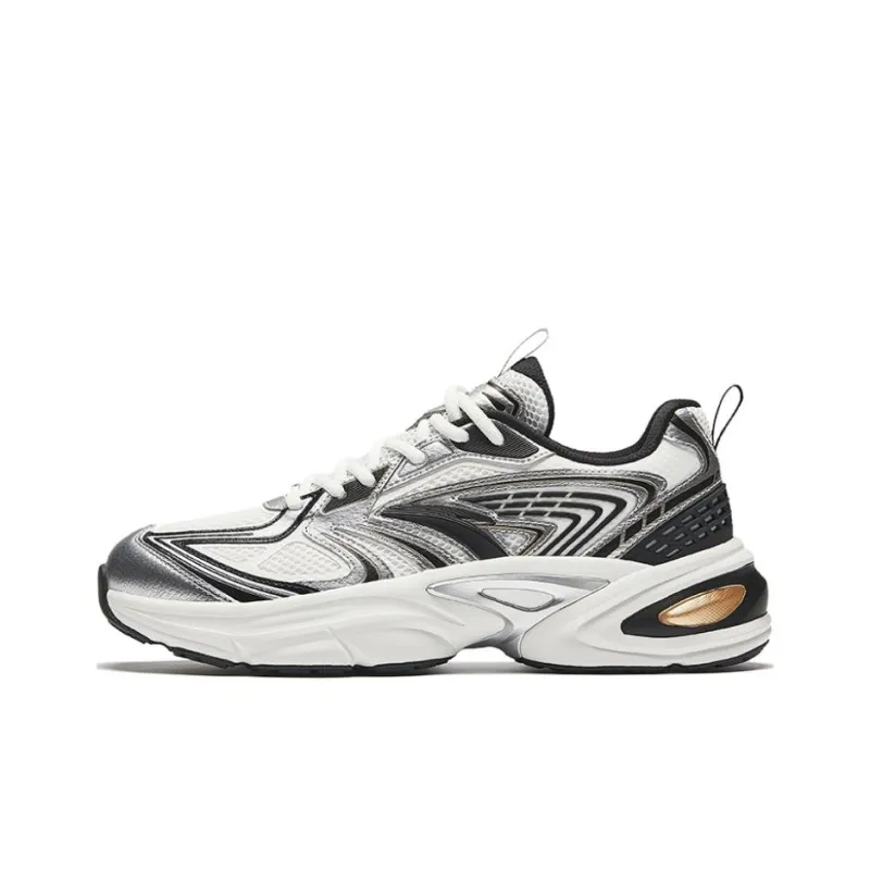 Anta Life Collection Anti Slip Wear Resistant Low Top Casual Shoes Men's White Silver Black-0