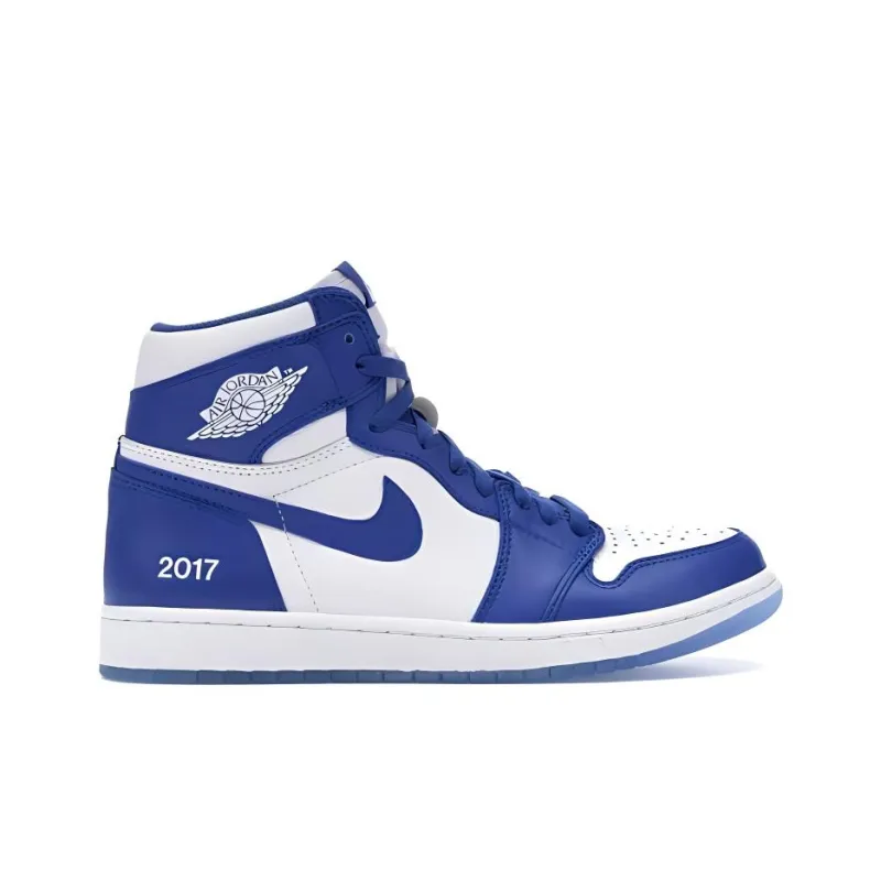 Jordan Air Jordan 1 Retro High Breathable Lightweight High-Top Vintage Basketball Shoes Unisex White Blue-1