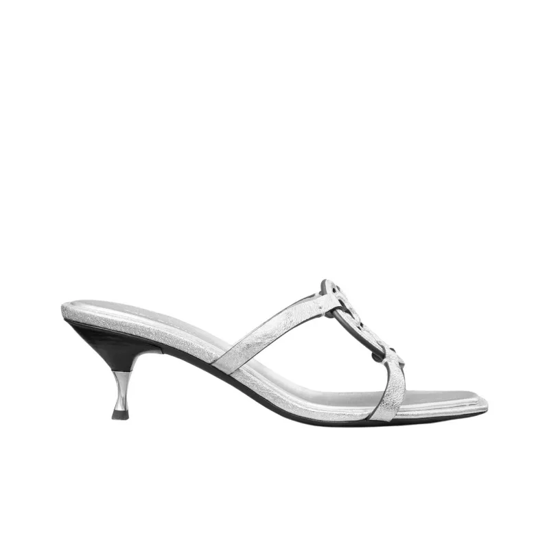 TORY BURCH Miller Slide Slippers 5.5cm Women's Silver-1