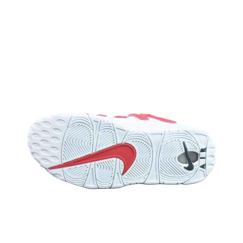 Nike Air More Uptempo Low Durable Breathable Low Top Vintage Basketball Shoes Men's White Red-2