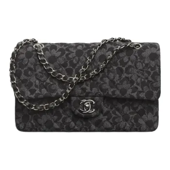 CHANEL Classic Flap CF Denim Crossbody Bag, Shoulder Bag Women's Black