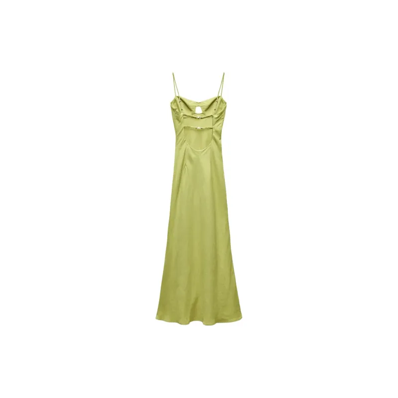 ZARA Slip Dresses Women's Green-1