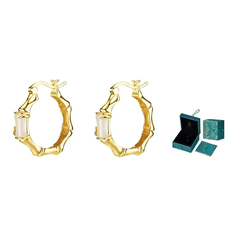 MAMADESHOUHU Hetian Jade Earrings Pale Greenish White Jade Women's-1