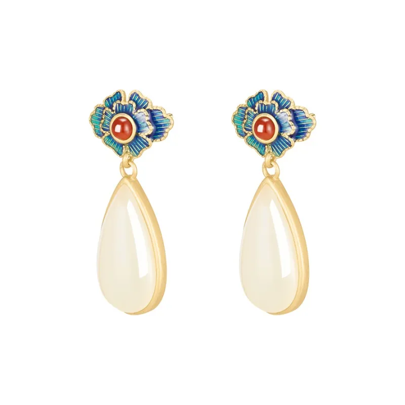 MAMADESHOUHU Earrings Pale Greenish White Jade Women's-0