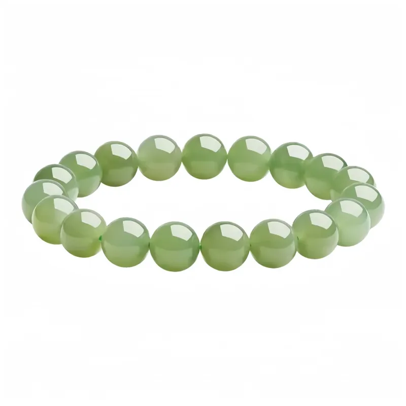 CUIYIN Hetian Jade Bracelets Women's Pale Greenish White Jade-7