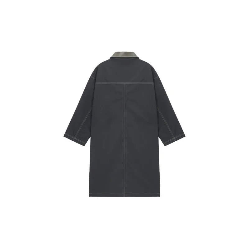 UNVESNO Trench Coats Unisex Ink Black-1