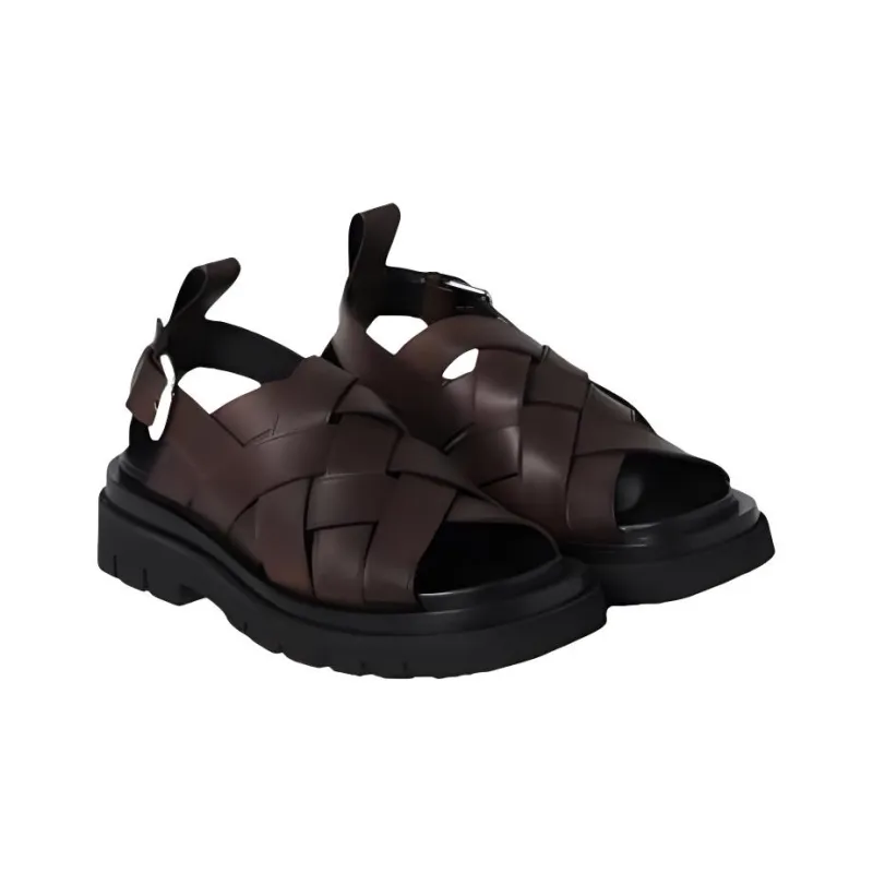 Bottega Veneta Lug One Strap Sandals Men's Brown-1