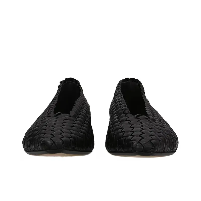 Bottega Veneta Almond Casual Single Shoes Low Heel Women's Black-4