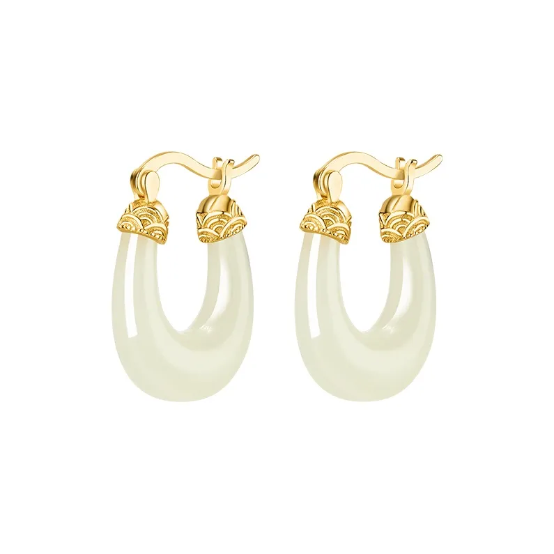 MAMADESHOUHU Earrings Pale Greenish White Jade Women's-0