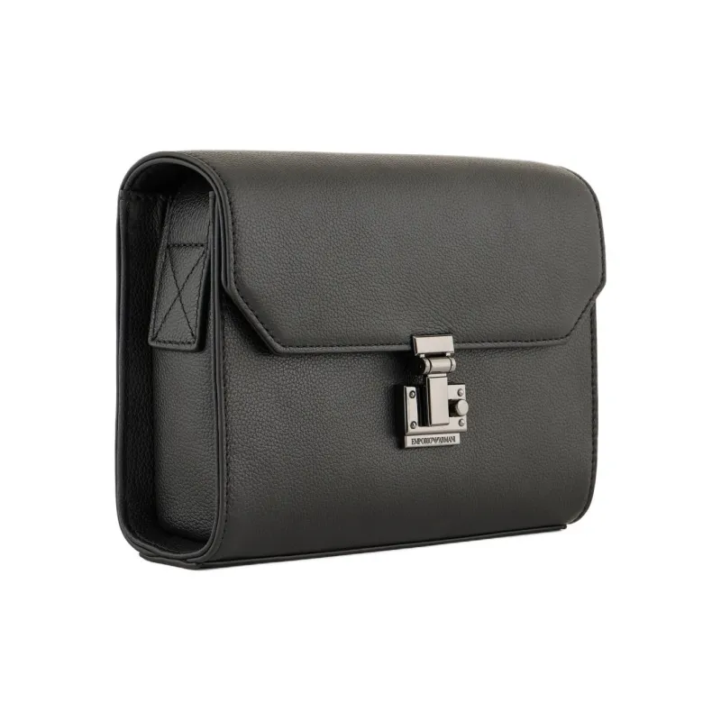 EMPORIO ARMANI Cow Leather Shoulder Bag Crossbody Bag Regular Men's Black-1
