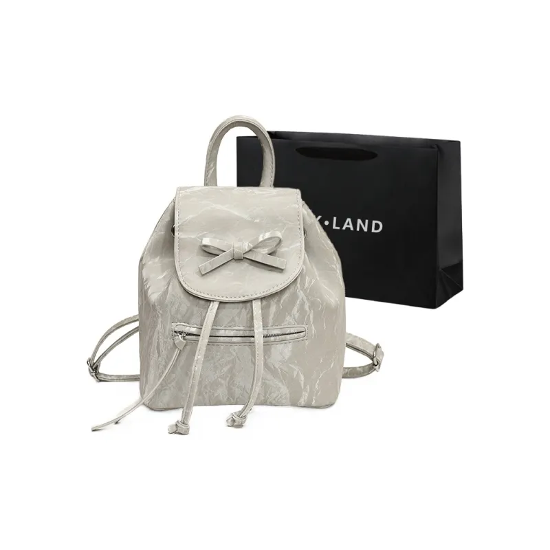 PINK·LAND PU Backpack Regular Women's Blue/Silver/White/Black-6