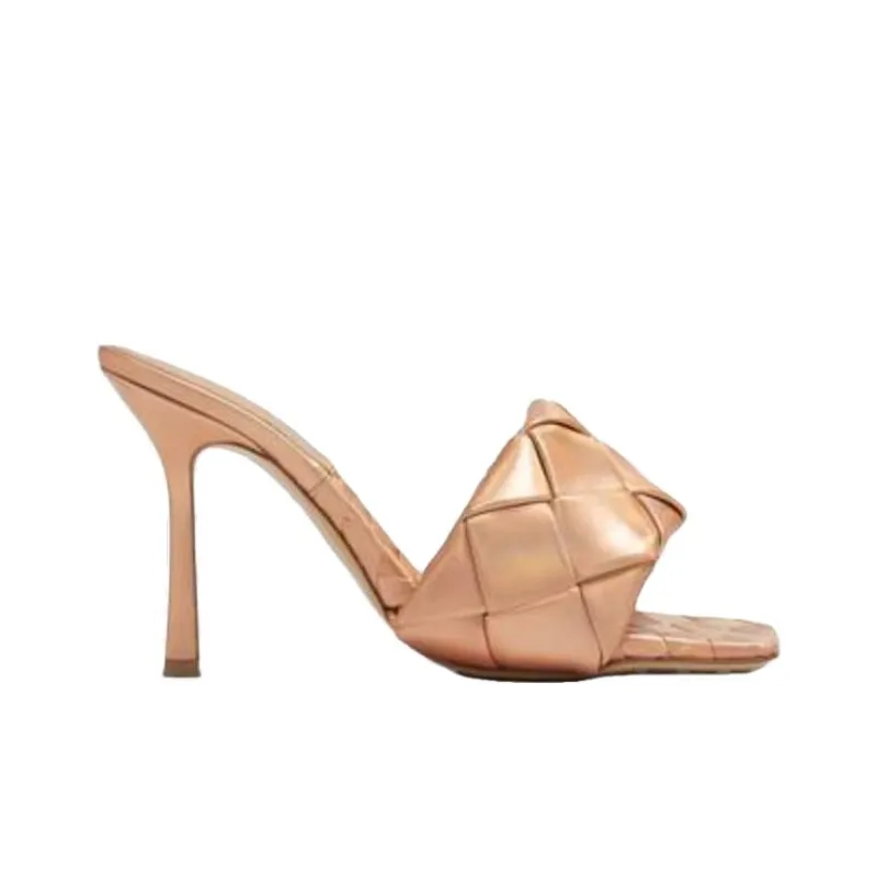Bottega Veneta Lido Slide Slippers Women's Gold-1