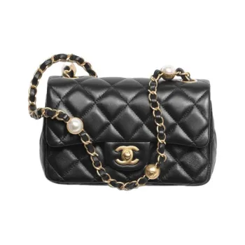 CHANEL Lambskin Portable Crossbody Bag, Shoulder Bag Mini Women's Black