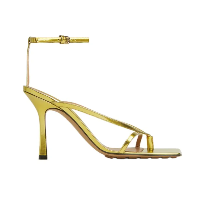 Bottega Veneta Stretch One Strap Sandals 9cm Women's Gold-1