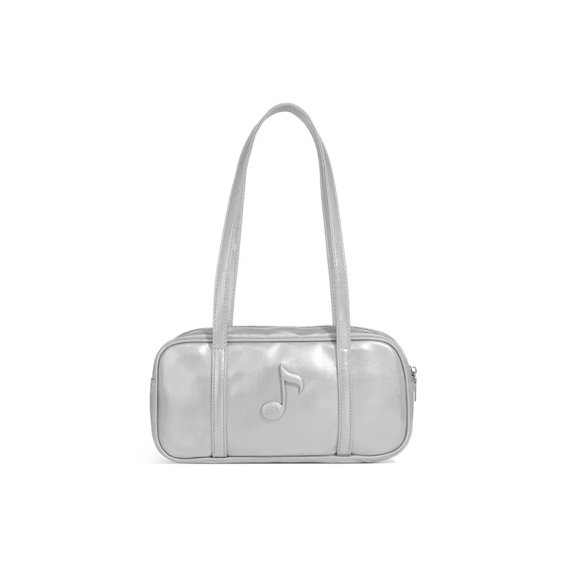 KKA PU One Shoulder Underarm Handbag Women's Silver/White/Black-2