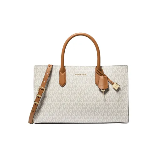 MICHAEL KORS Artificial Leather With Split Cow Leather Tote Bag, Shopping Bag, Handbag Medium Size Women's Vanilla