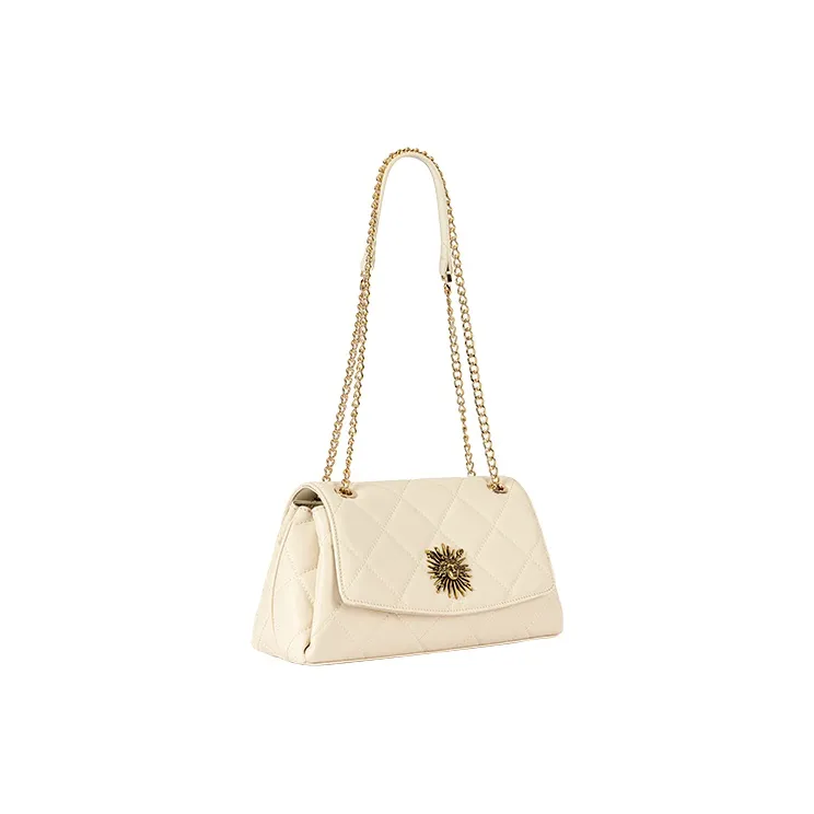 VANESSA HOGAN Helios Series Cow Split Leather Shoulder Bag Regular Women's Black/Ecru-2