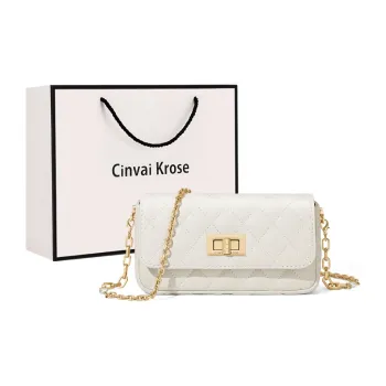 Simvay Clos Cow Leather With Synthetic Leather Shoulder Bag Crossbody Bag Shoulder Bag Small Size Women's Ecru/Black