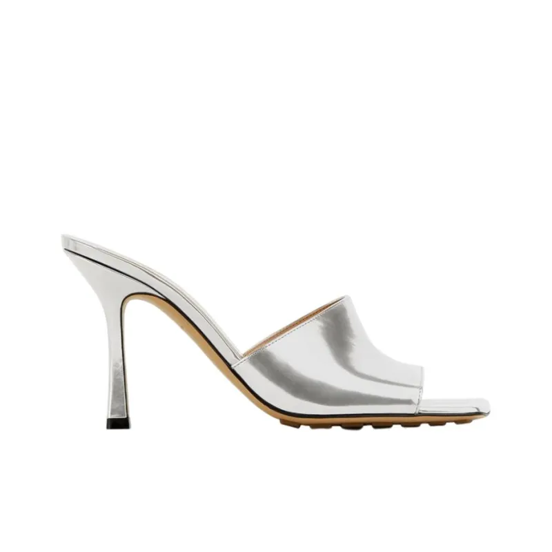 Bottega Veneta Stretch Slide Slippers Women's Silver-1