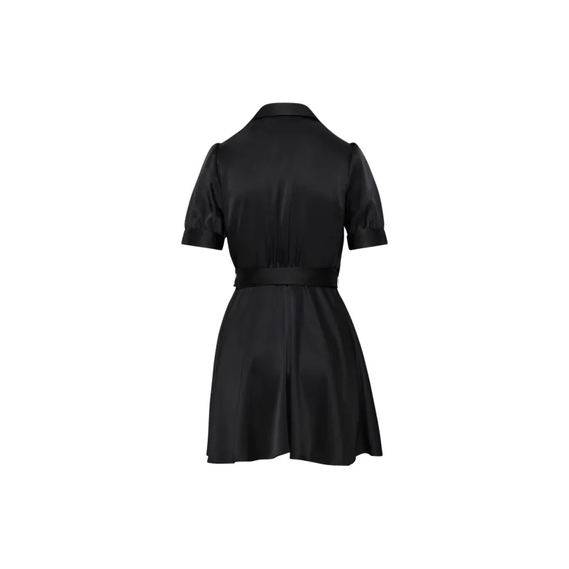 ARITZIA Babaton Hyde Satin Mini Dress Short-Sleeved Dresses Women's Black-1