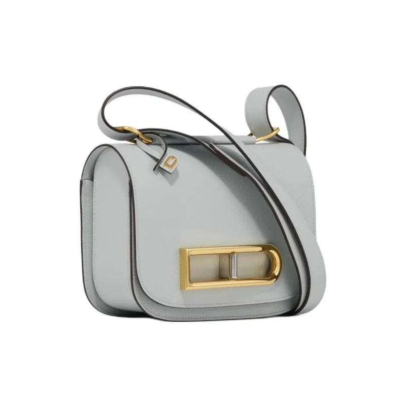 Delvau Shiny Grained Alpina Calfskin Crossbody Bag Shoulder Bag Women's Cloud Gray-1