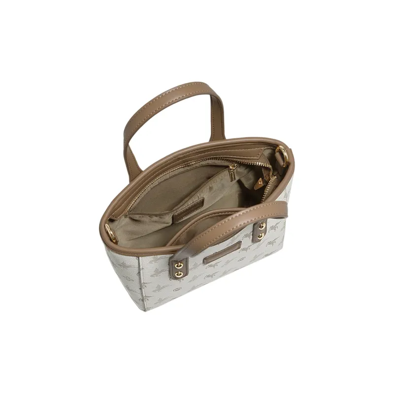 Marino Orlandi Synthetic Leather Shoulder Bag, Crossbody Bag, Handbag Trumpets Women's Beige & Coffee-2