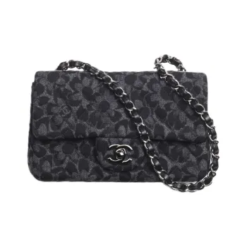 CHANEL Classic Flap CF Denim Shoulder Bag Crossbody Bag Mini Women's Black